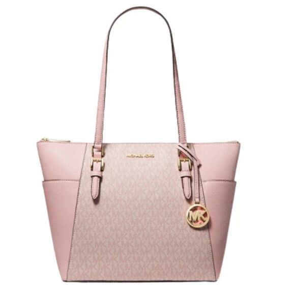 MICHAEL Michael Kors Charlotte Logo and Leather Top Zip Large Tote Bag - Picture 1 of 3